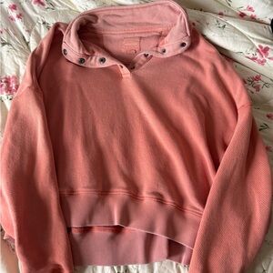 American eagle coral button up crewneck